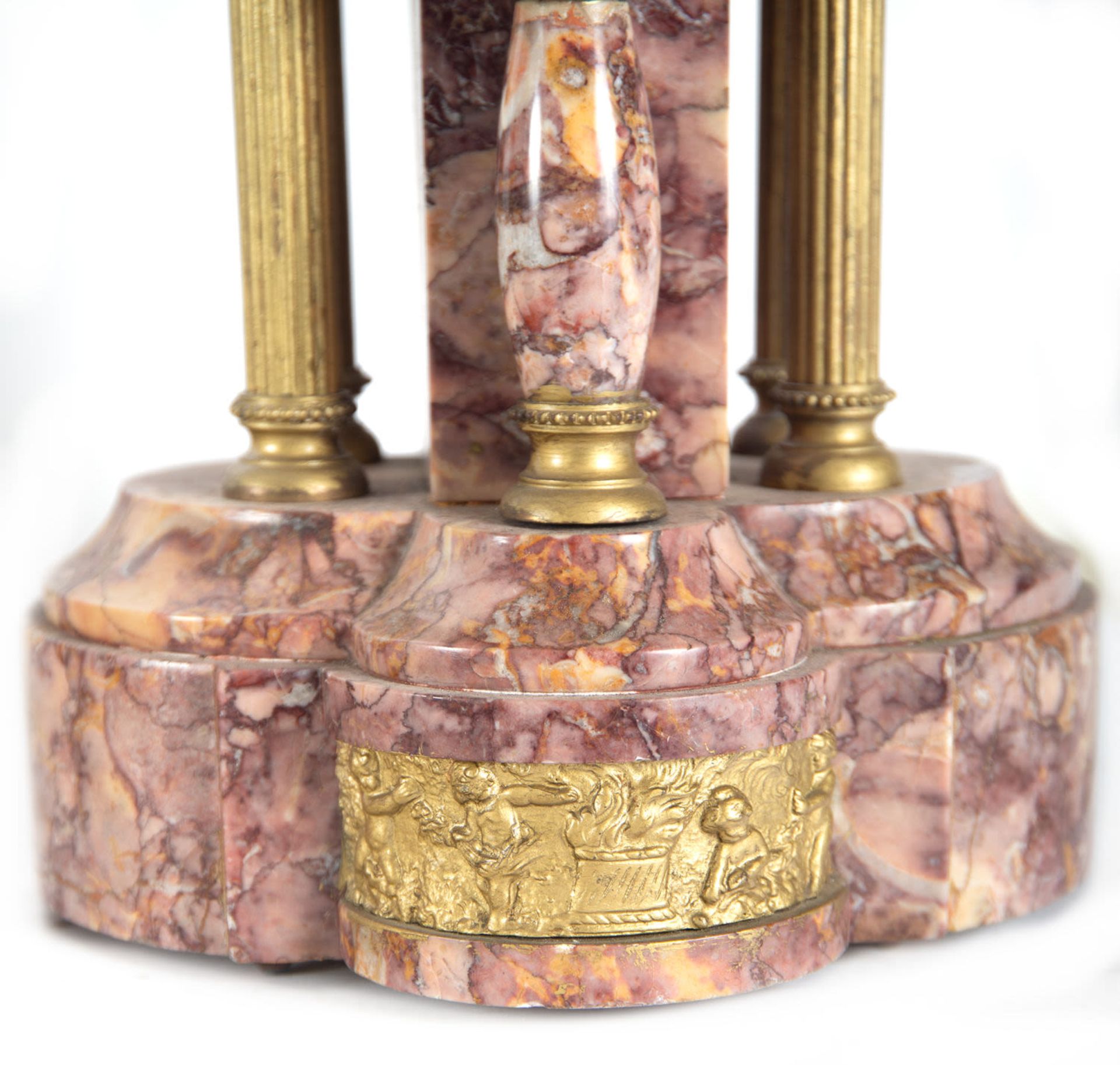 garniture in pink marble and gilt bronze, with mercury pendulum - Bild 3 aus 13