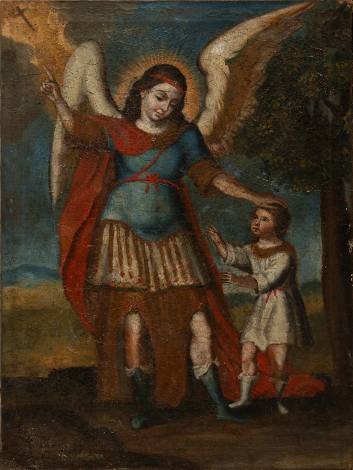 Archangel Saint Raphael with Tobias - Caribbean colonial school of New Grenada, 18th century