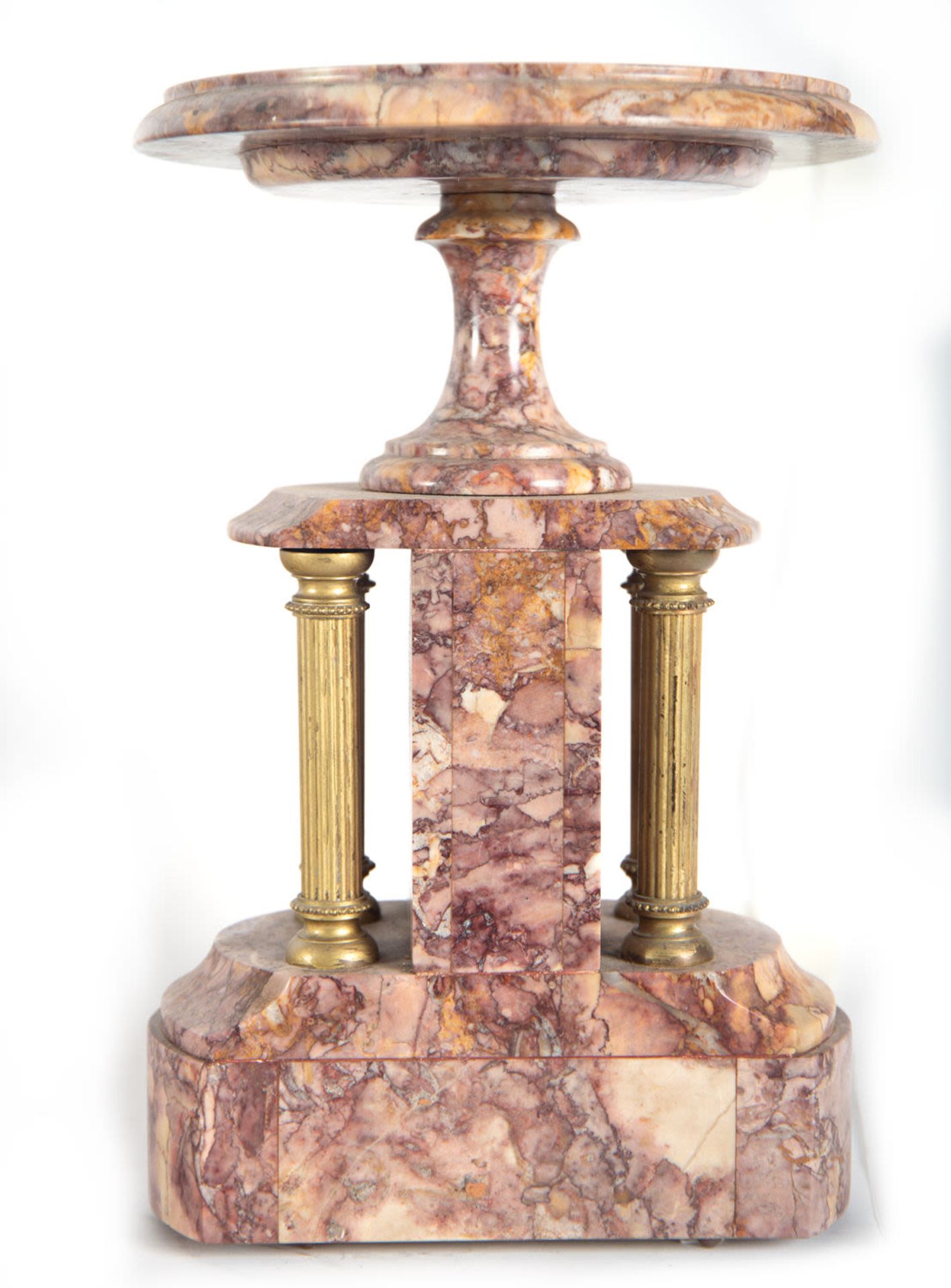 garniture in pink marble and gilt bronze, with mercury pendulum - Bild 9 aus 13