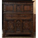 Neo-Gothic oak cupboard with two bodies from the 19th century