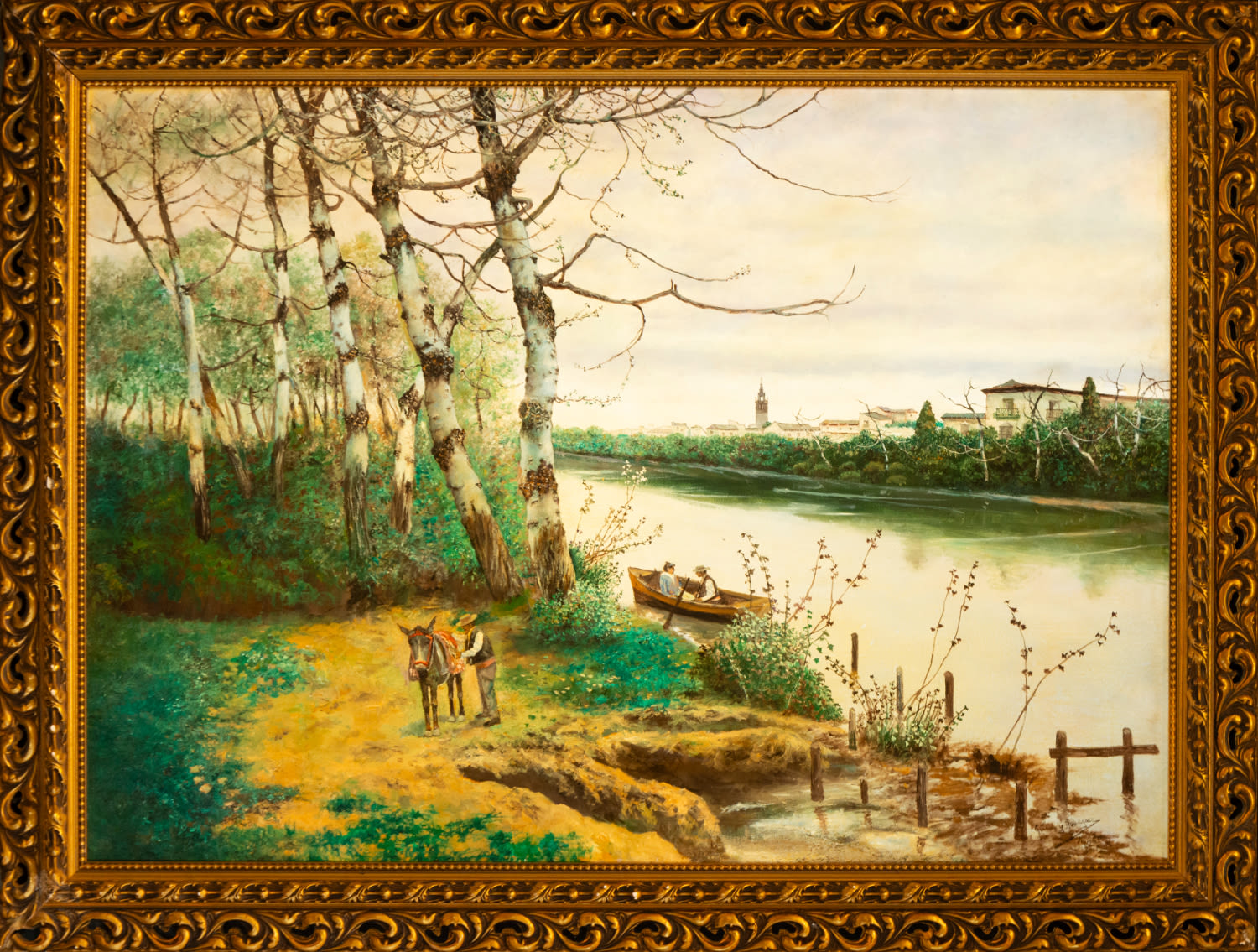 García Rodríguez, signed, Landscape with river, Sevillian school, 19th - 20th centuries