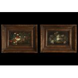 Decorative pair of Still Life Flowers on panel, Italy, 18th century