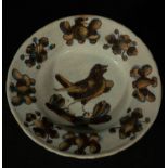 Talavera ceramic plate with swallow, 17th century