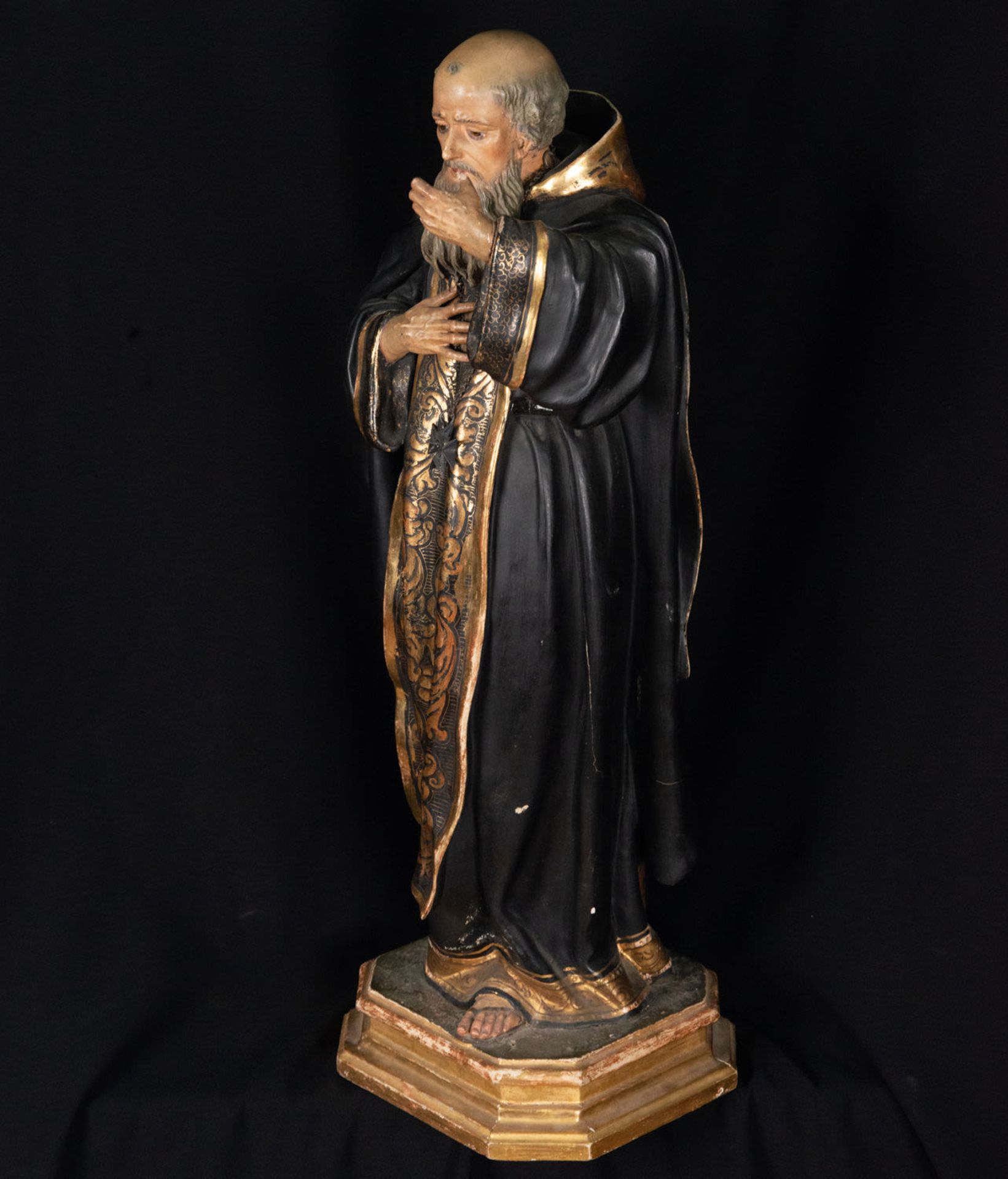 Saint Francis of Paula in carved wood, 18th century Grenada Baroque school - Bild 3 aus 5