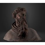 Large Roman Baroque Bust of Saint Paul in wood in its color, 17th century, Rome