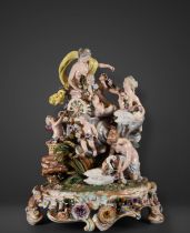 Important Group in German Meissen porcelain from the 19th century