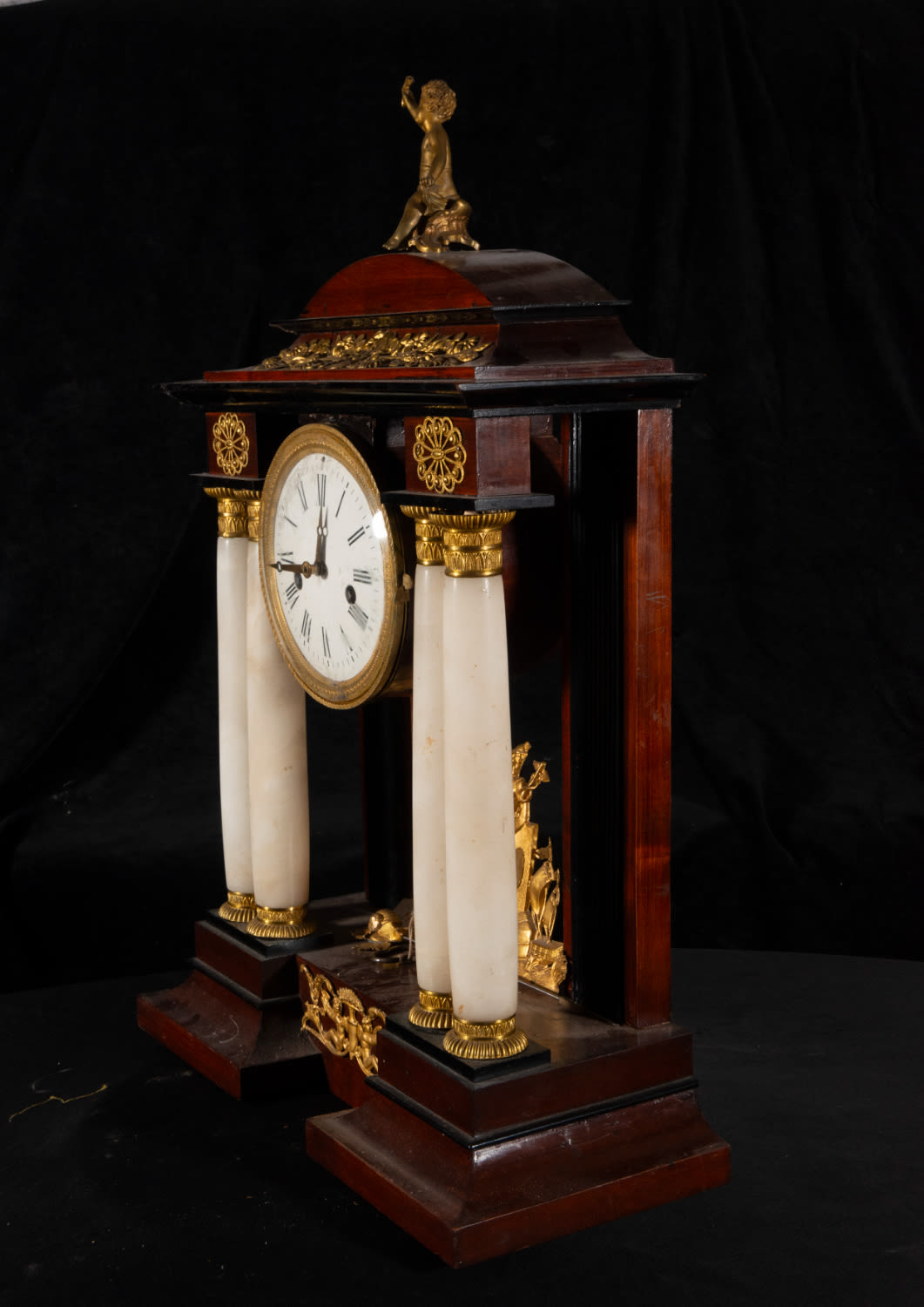 Beautiful Bilderrahmen Table Clock with Automata from the late 19th century, Austria, with Mercury a - Image 5 of 7