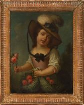 Portrait of a Shepherdess, italian school of Gaetano Gandolfi of the 18th century