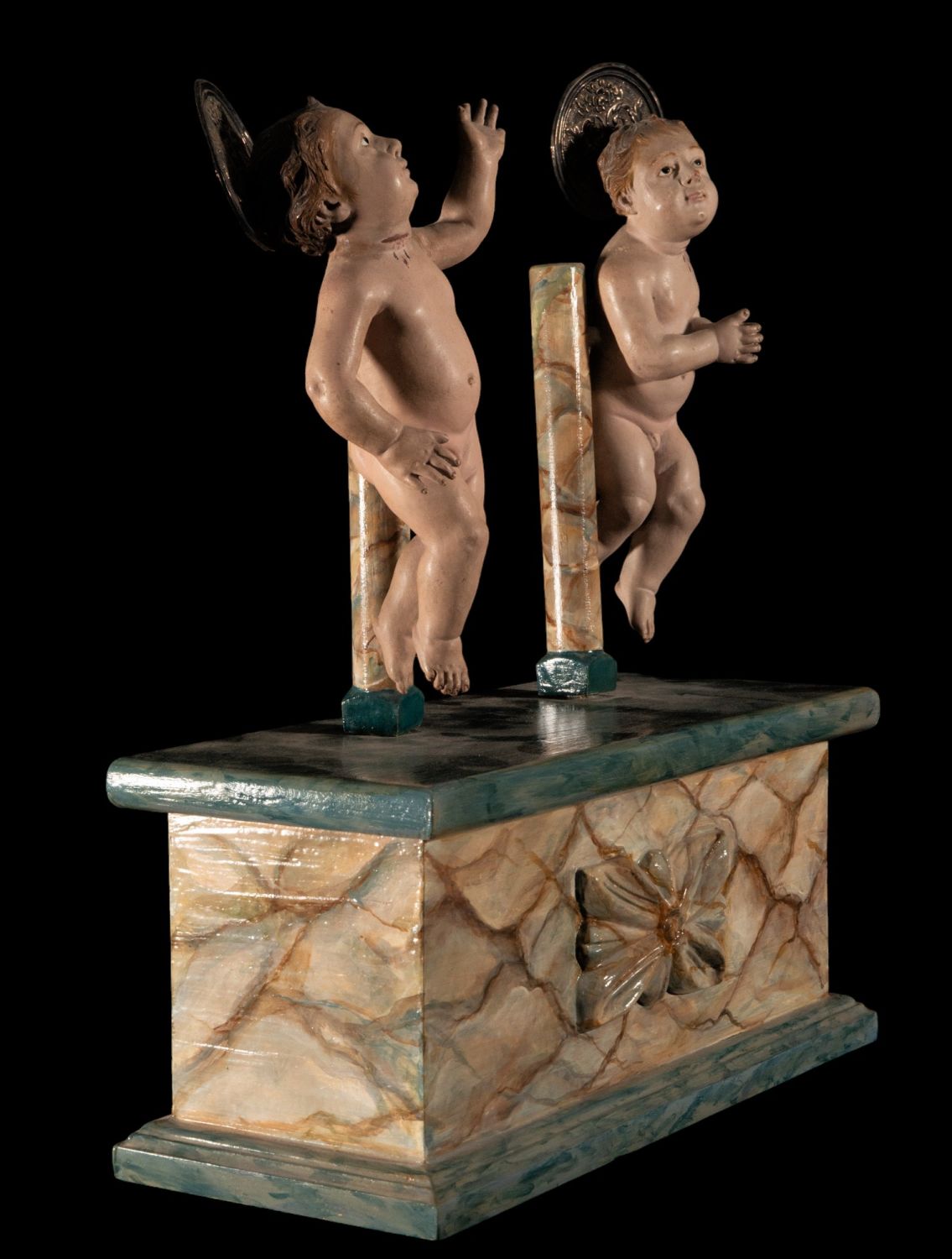 Pair of Neapolitan Holy Children with silver crowns, 18th century, Italy, Naples - Image 5 of 6
