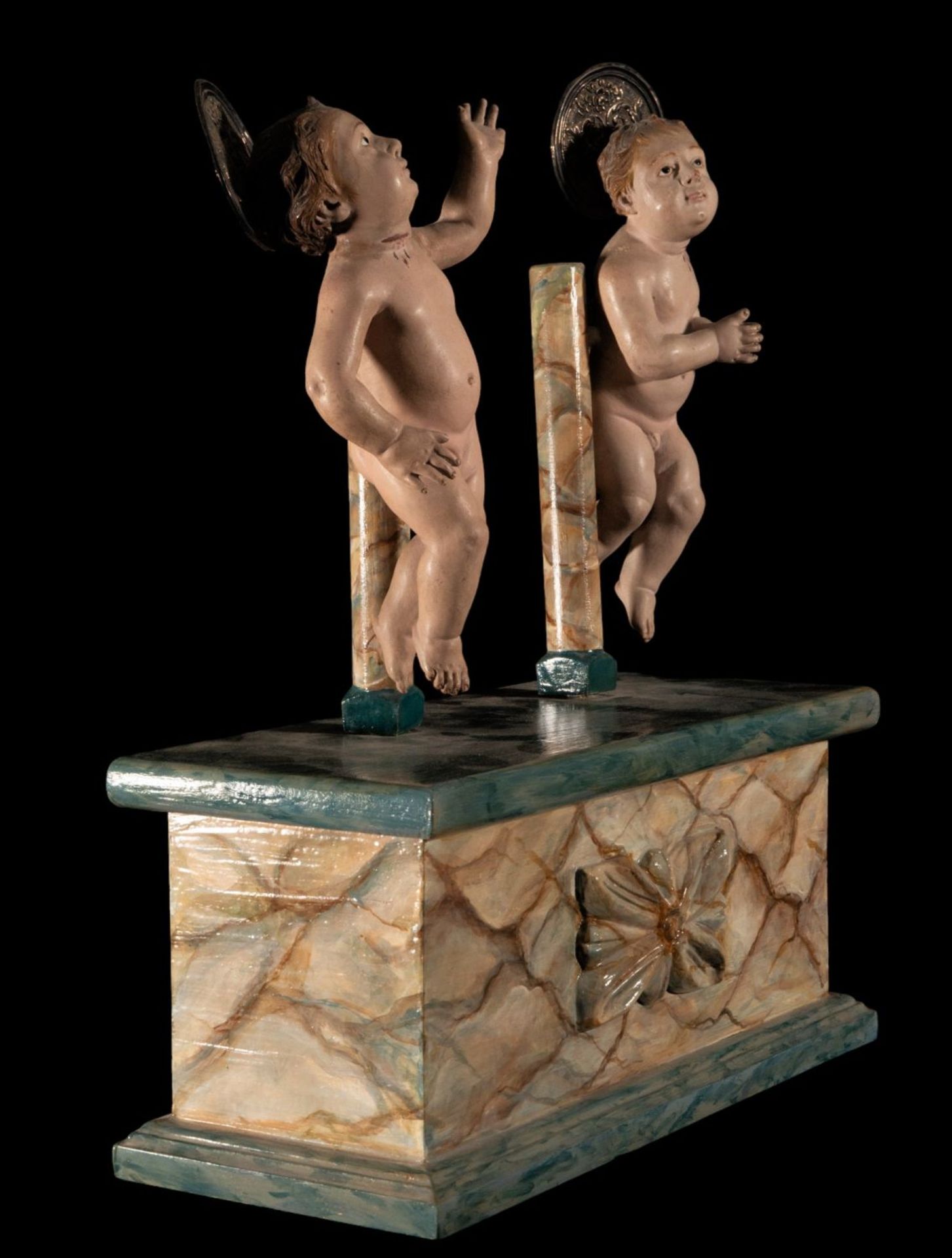 Pair of Neapolitan Holy Children with silver crowns, 18th century, Italy, Naples - Bild 5 aus 6