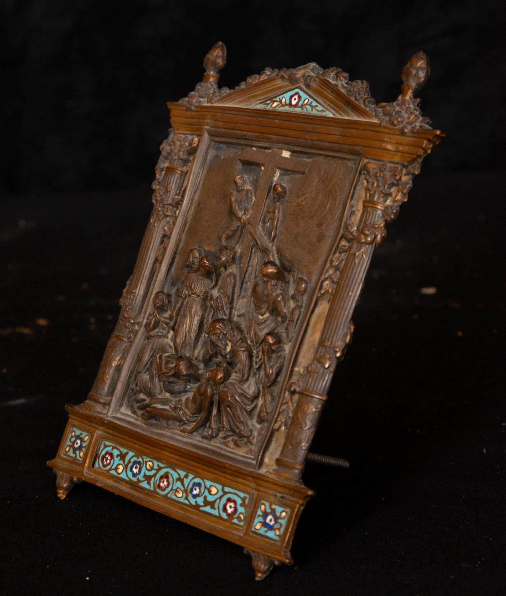 French relief in bronze and Limoges enamel, 19th - early 20th century - Bild 2 aus 4
