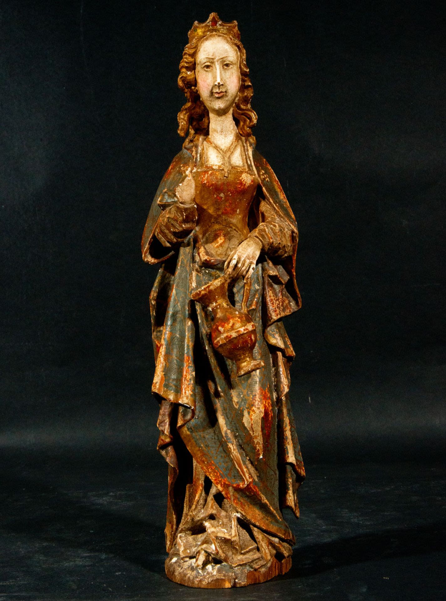 Important Ste Isabella following models of Mechelen in wood, XIX century