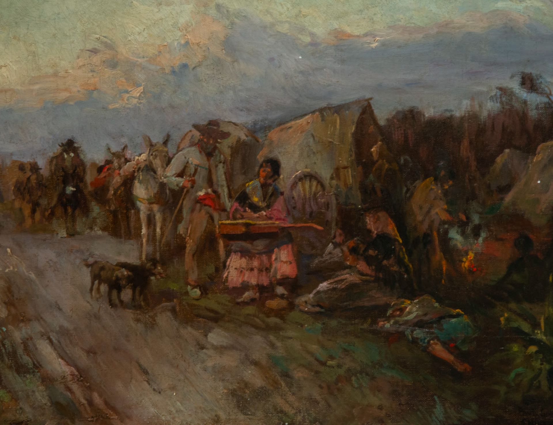 Caravan of Zingaros, signed and dated Paul Sulmans 1919, oil on canvas - Image 3 of 6