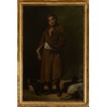 Aesop painted in oil on metal plate, follower of Diego de Velázquez from the 19th century