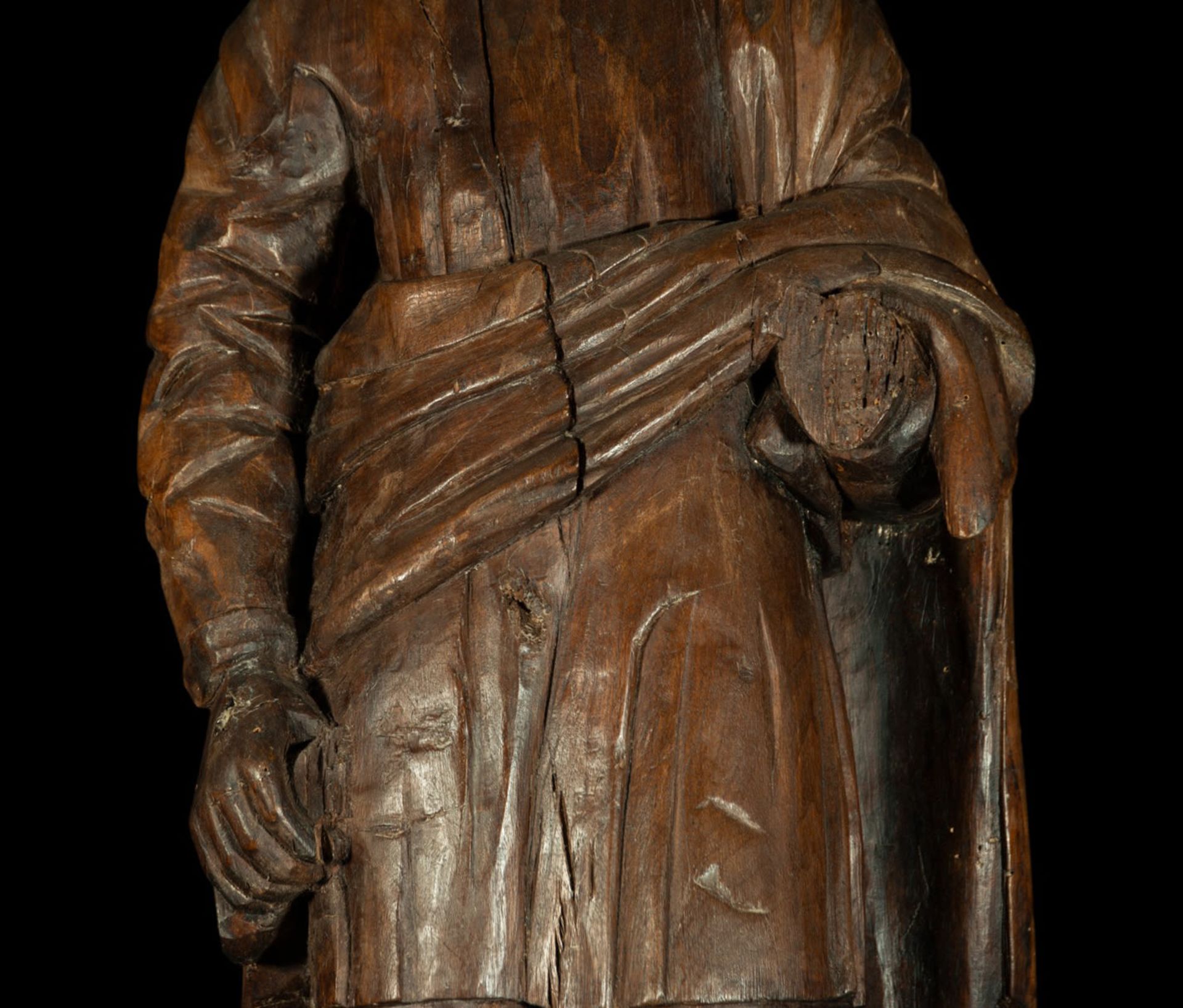 Large Saint James the Great in natural wood in its color, Plateresque school of the 16th century - Image 3 of 5