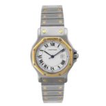Cartier Santos Octagon wristwatch in steel and gold from the 80s