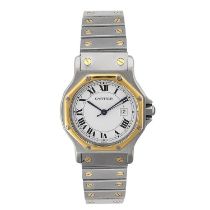 Cartier Santos Octagon wristwatch in steel and gold from the 80s