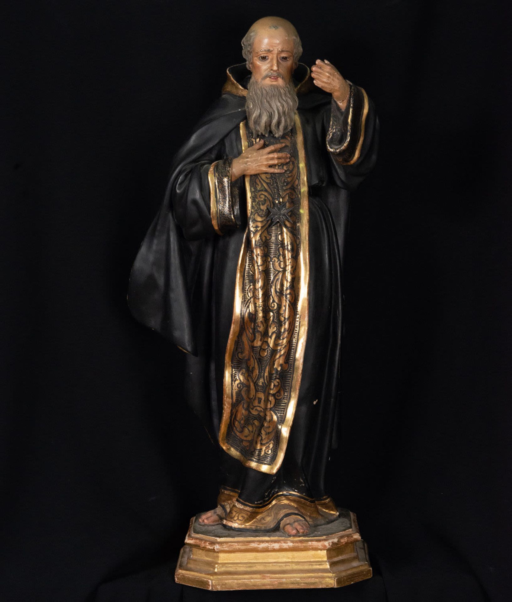 Saint Francis of Paula in carved wood, 18th century Grenada Baroque school - Image 2 of 5