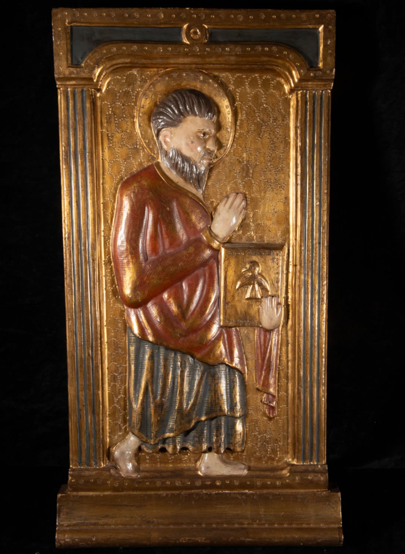 Plateresque style relief with Saint Francis of Assisi in Renaissance Plateresque style, late 19th ce