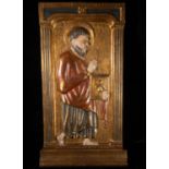 Plateresque style relief with Saint Francis of Assisi in Renaissance Plateresque style, late 19th ce