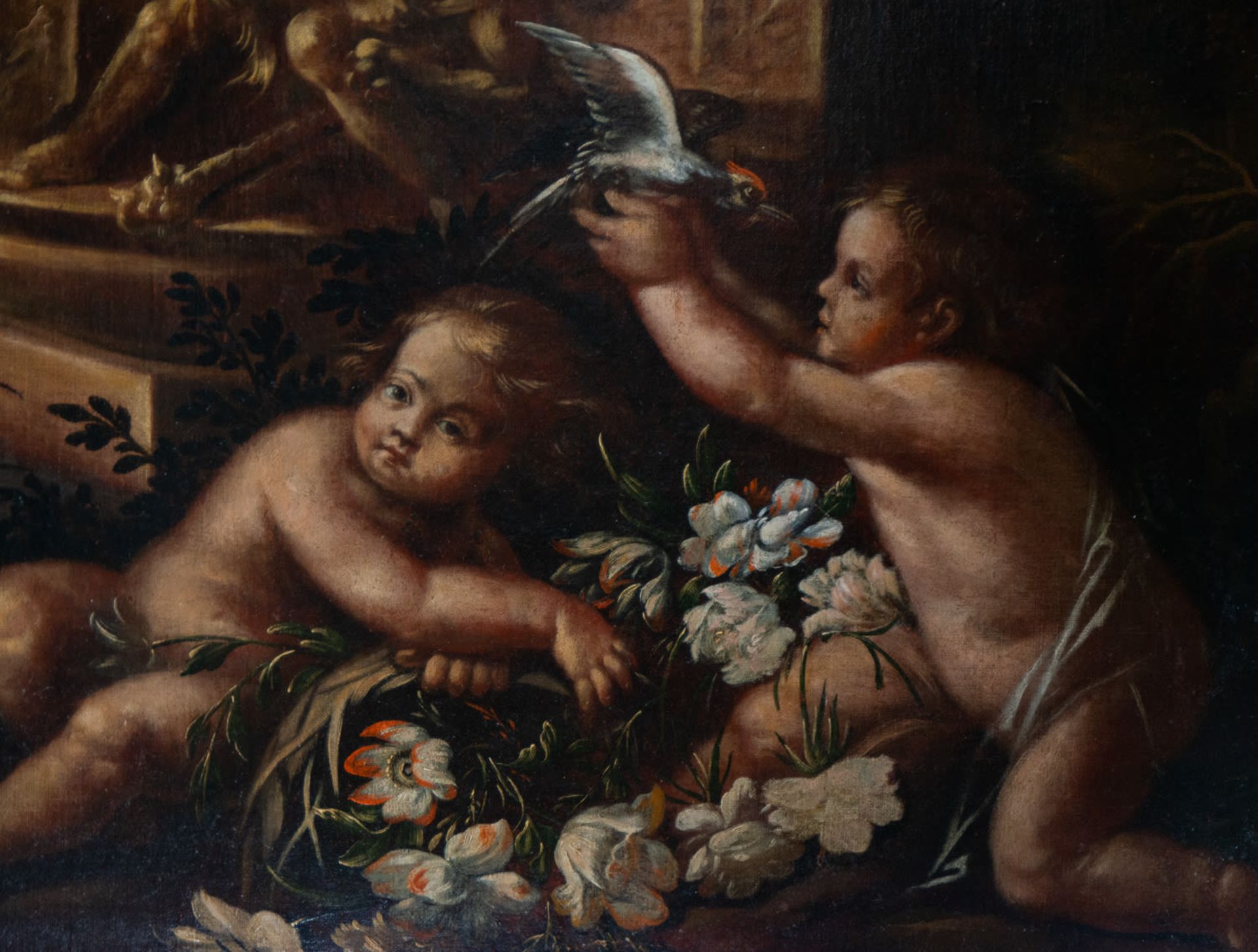 Important still life of Cherubs at a Fountain, circle of Nicola Cassissa, Italian school of the 17th - Image 4 of 5