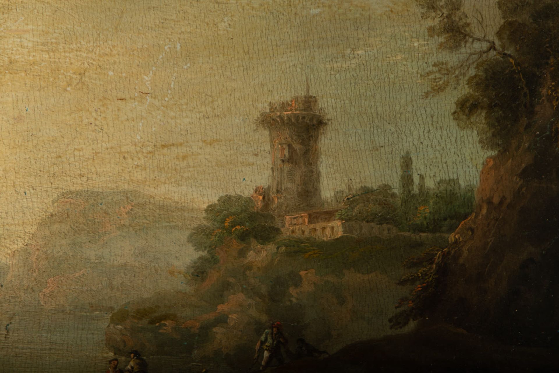 Gallant Scene on the Banks of a Lake, Italo-Flemish school of the 18th century - Image 3 of 6