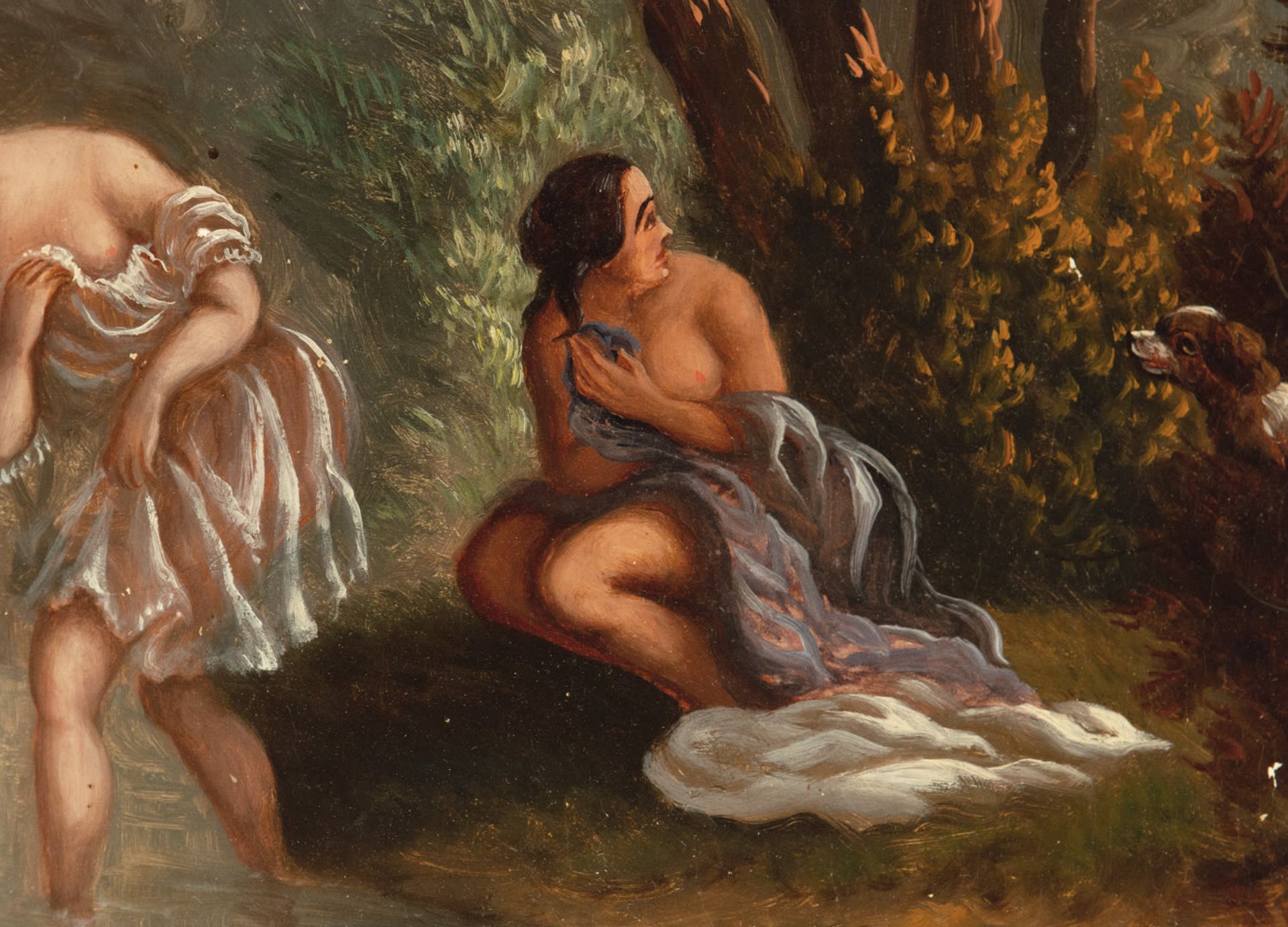 Women Bathing in a River, 19th century European school, signed - Image 5 of 7