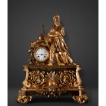 Large and elegant Charles X gilt bronze table clock, 19th century French