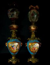 Pair of Bleu Celeste Sèvres Vases mounted on Lamps, 19th century