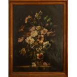 Still life of Flowers on canvas, Belgian or French school, signed J. Rimont, 19th century