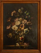 Still life of Flowers on canvas, Belgian or French school, signed J. Rimont, 19th century