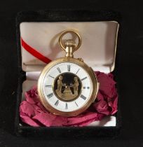 Rare Minute Repeater Erotic pocket watch in Silver with Goldfilled Plaqué of Gold, 19th century