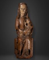 Large Virgin of the Milk Late German Romanesque transition to Medieval Gothic 13th century early 14t
