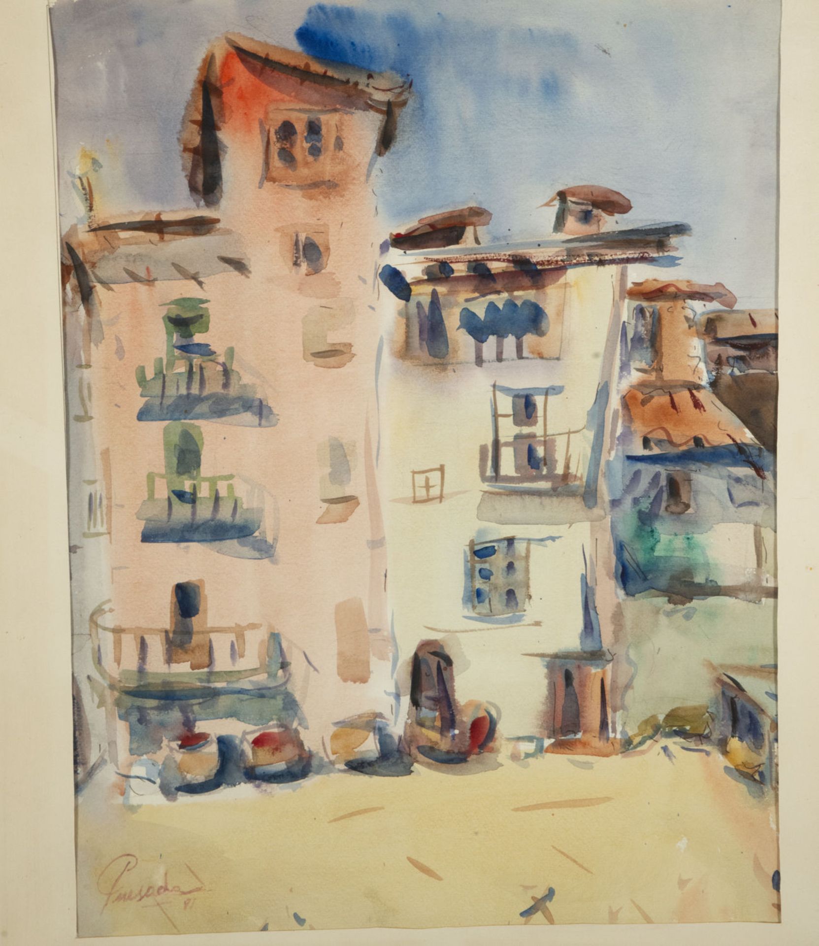 Julio Quesada (Madrid; 1918- 2009), View of Cadaqués, 20th century Spanish school - Bild 2 aus 4