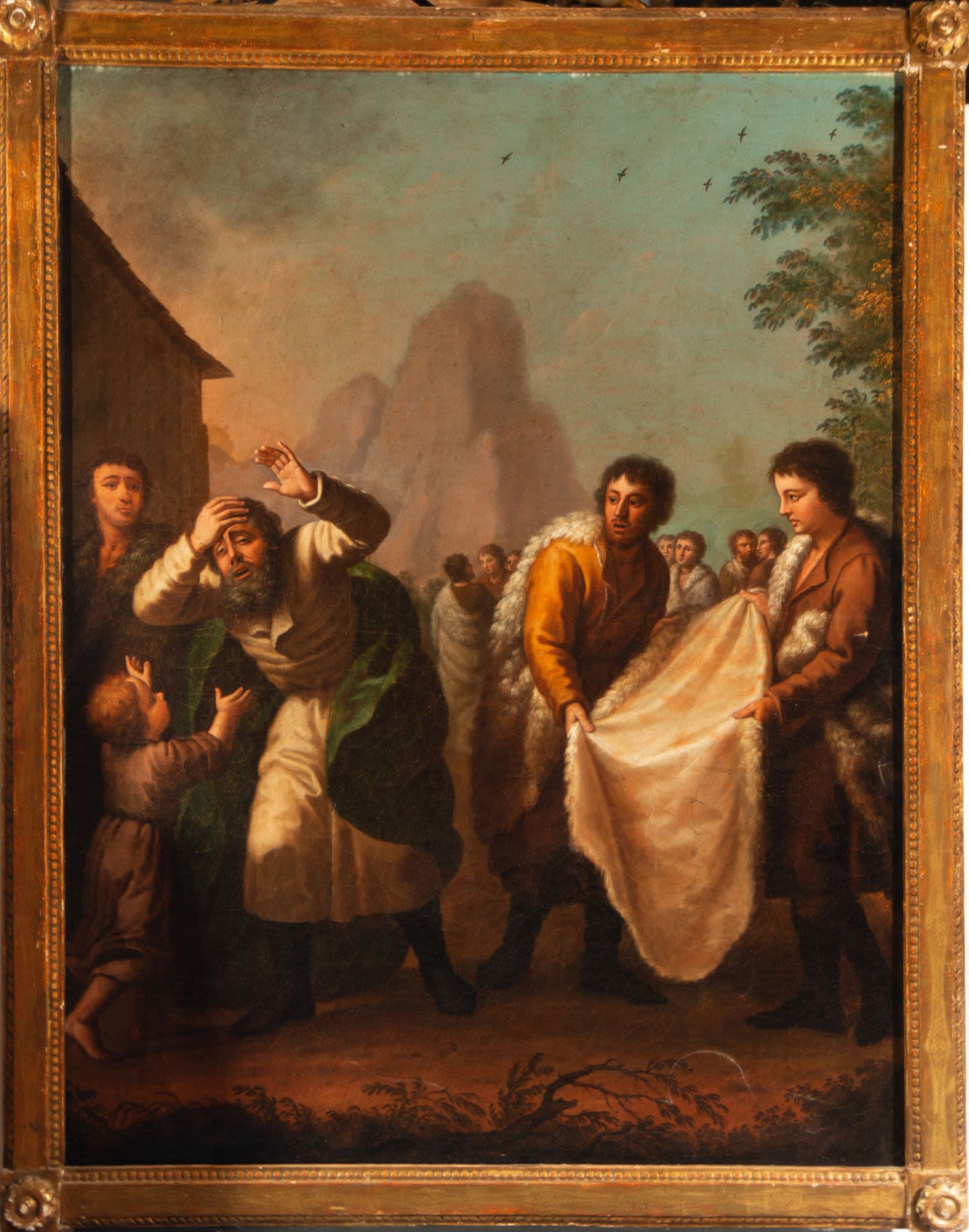 Men taking the Mantle of a Jew, school of Zacarías González Velázques from the 18th century