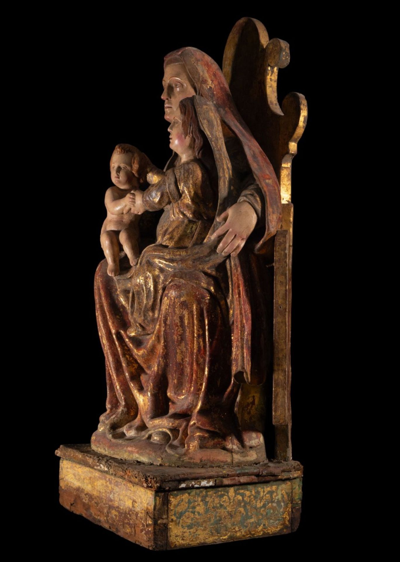 Exceptional and Large Triple Italian Gothic Virgin, medieval work from Veneto or Lombardy, first hal - Bild 8 aus 12