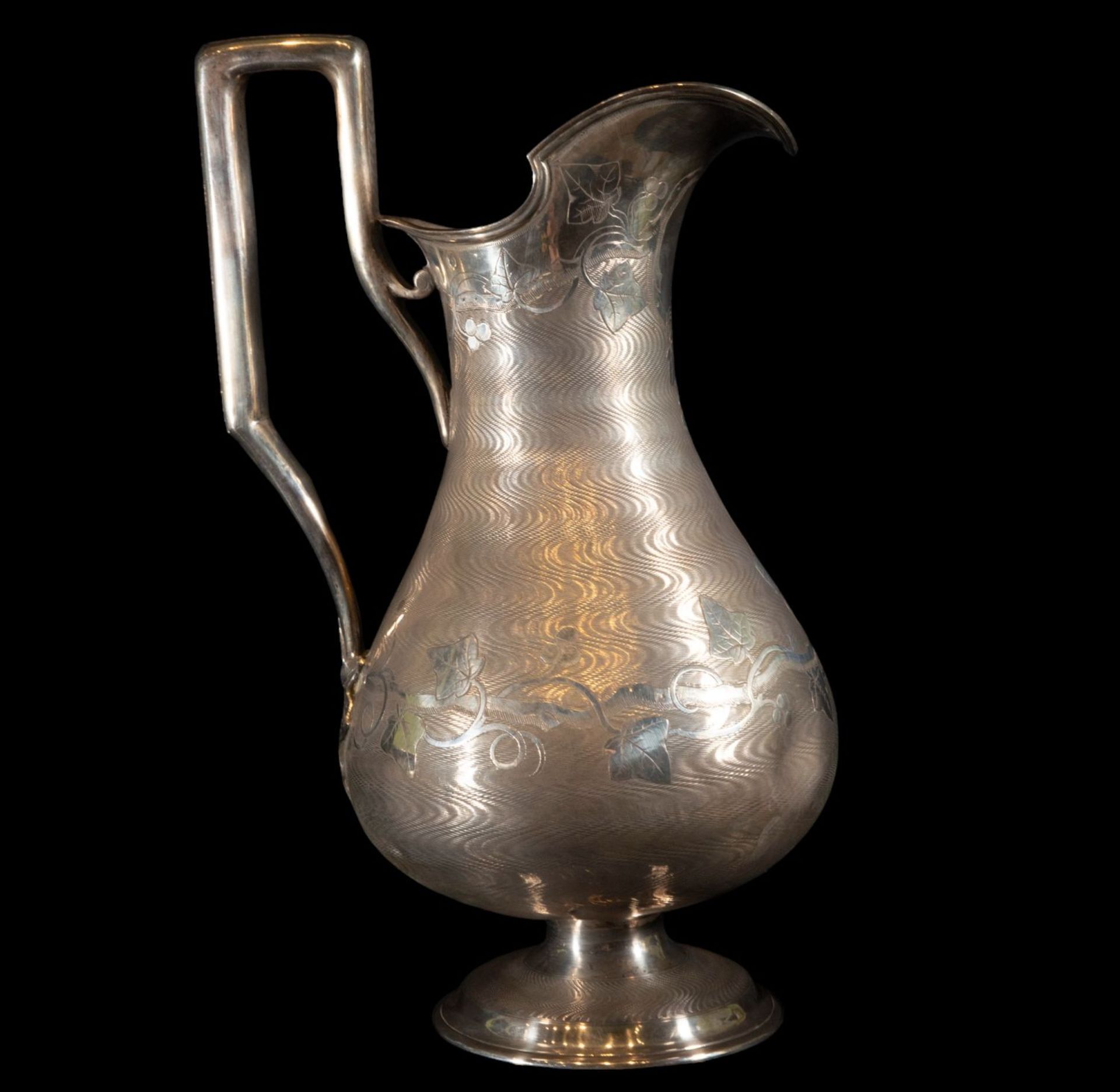 Large French Jug in sterling silver with Underplate, 19th century, 2.2 kg, in sterling silver - Bild 6 aus 7