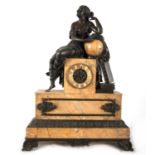 Clock in patinated bronze and marble from Aleppo representing the Goddess Sophia, Empire style, 19th