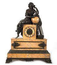 Clock in patinated bronze and marble from Aleppo representing the Goddess Sophia, Empire style, 19th