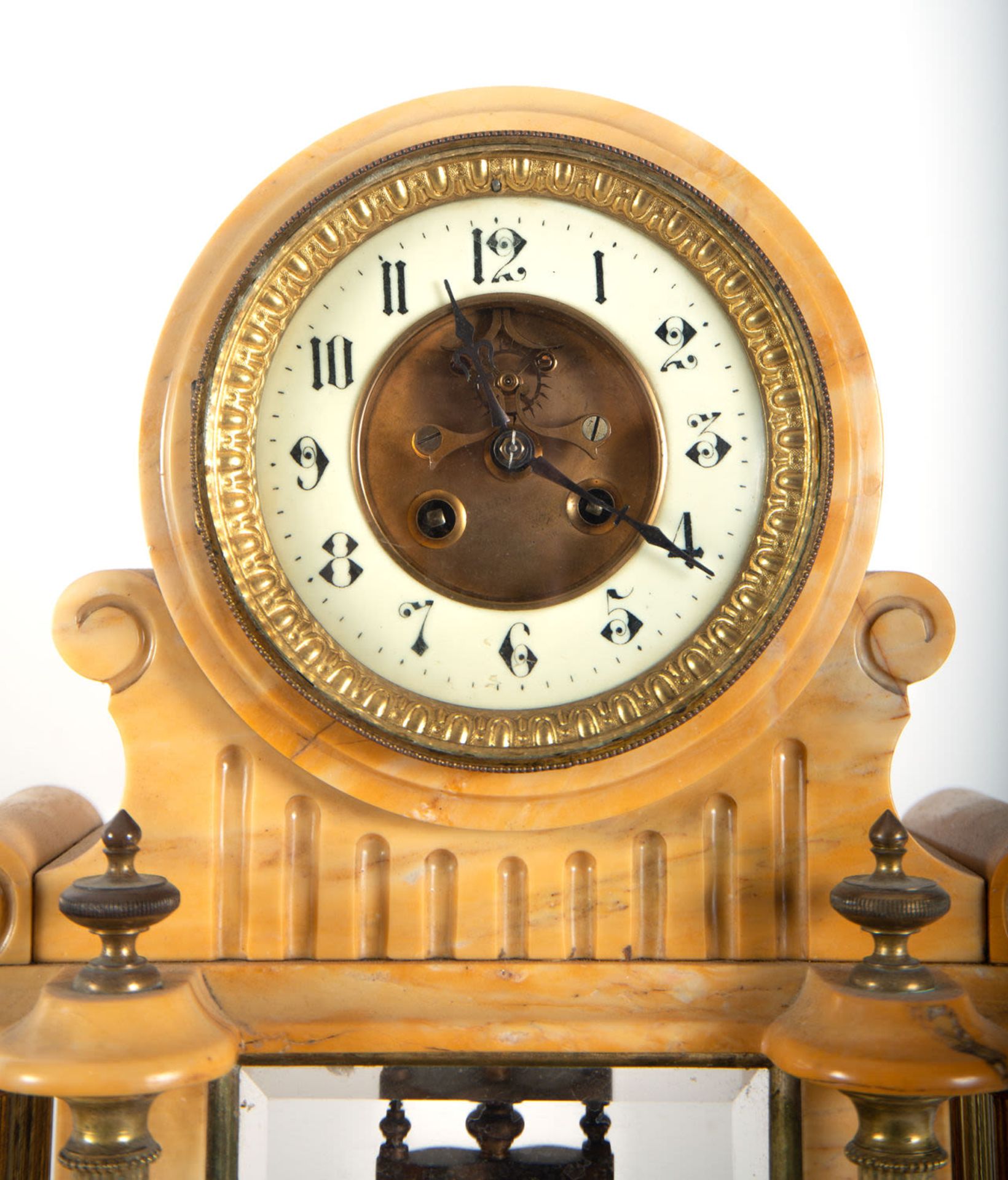 Aleppo marble garniture, with mercury pendulum, 19th century - Image 4 of 10