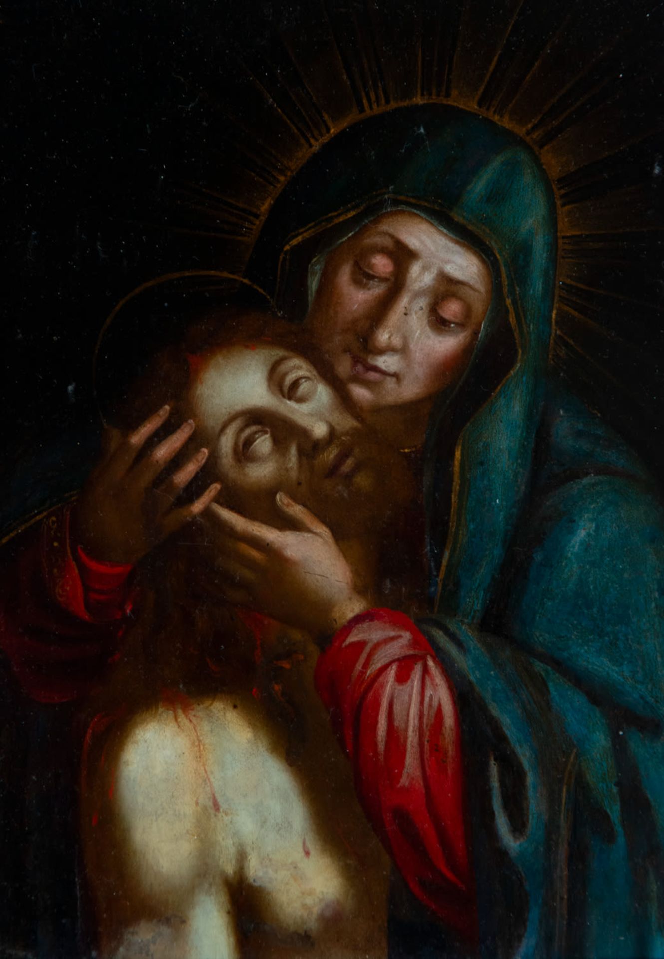 Interesting "Pietà" from the Flemish school of Utretch with antique frame from the same period, 17th - Bild 3 aus 4