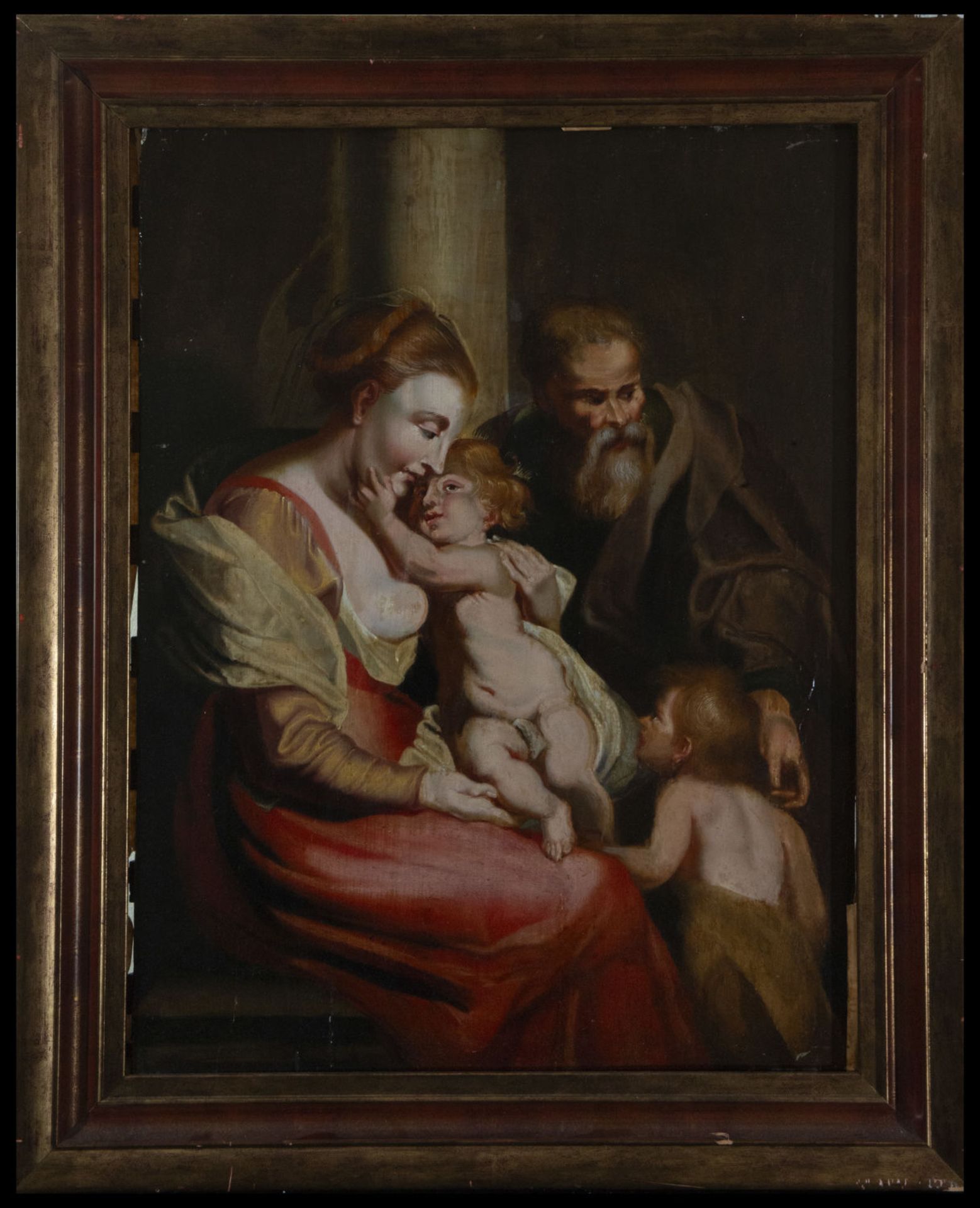 Holy Family oil on panel from the 17th century, Flemish School of Antwerp, circle of Peter Paul Rube