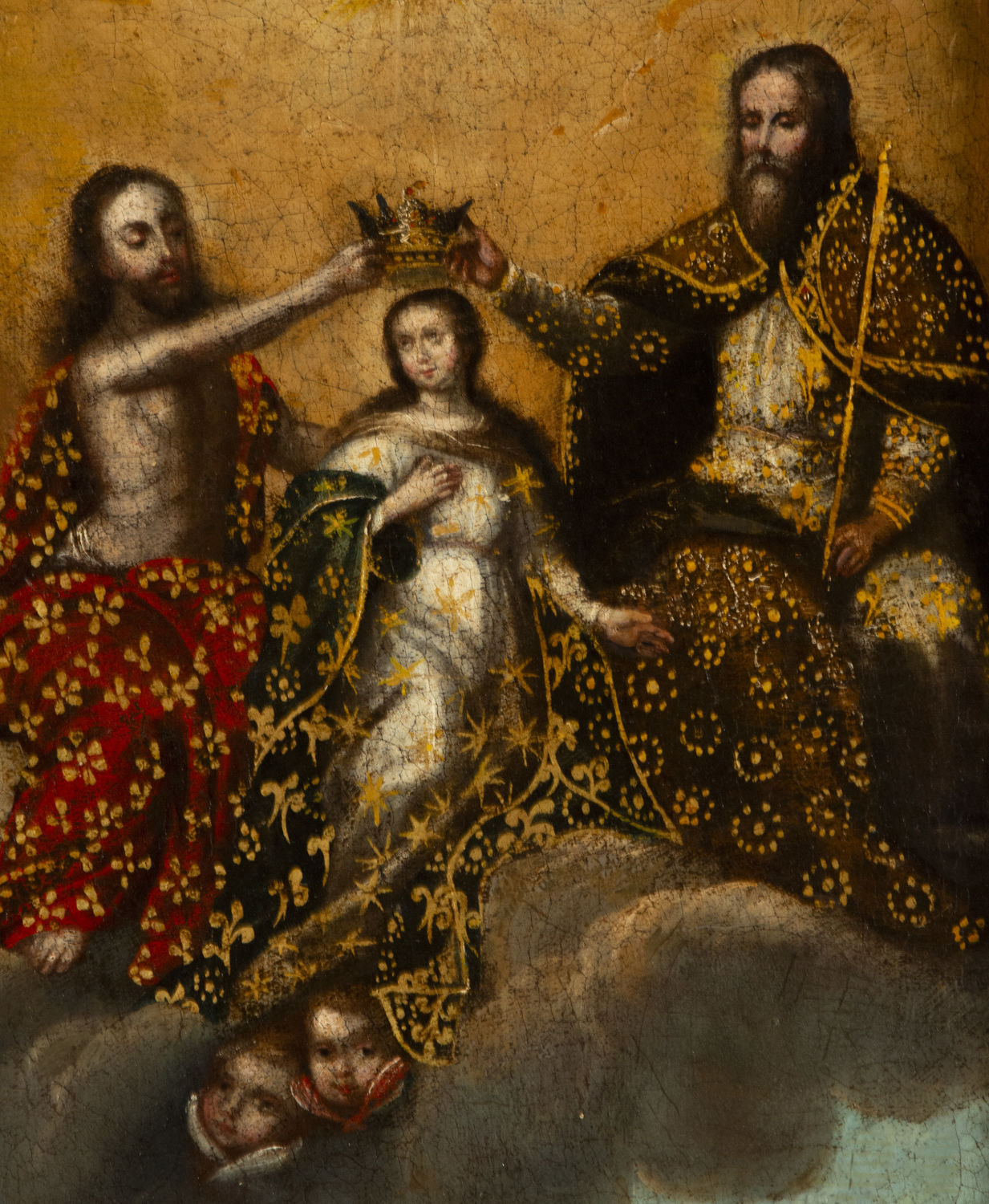 Exquisite Coronation of Mary, 18th century Spanish colonial school of Quito, present-day Ecuador - Image 3 of 12