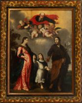 Holy Family with God the Father, Flemish school of the 16th century