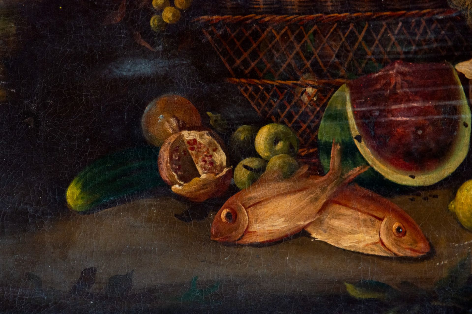 Baroque Italian Still Life of Fish and Fruits from the 18th century - Image 3 of 5