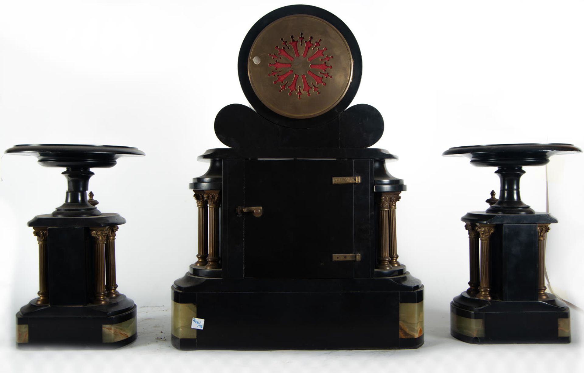 Black marble garniture with mercury pendulum, 19th century - Image 9 of 9