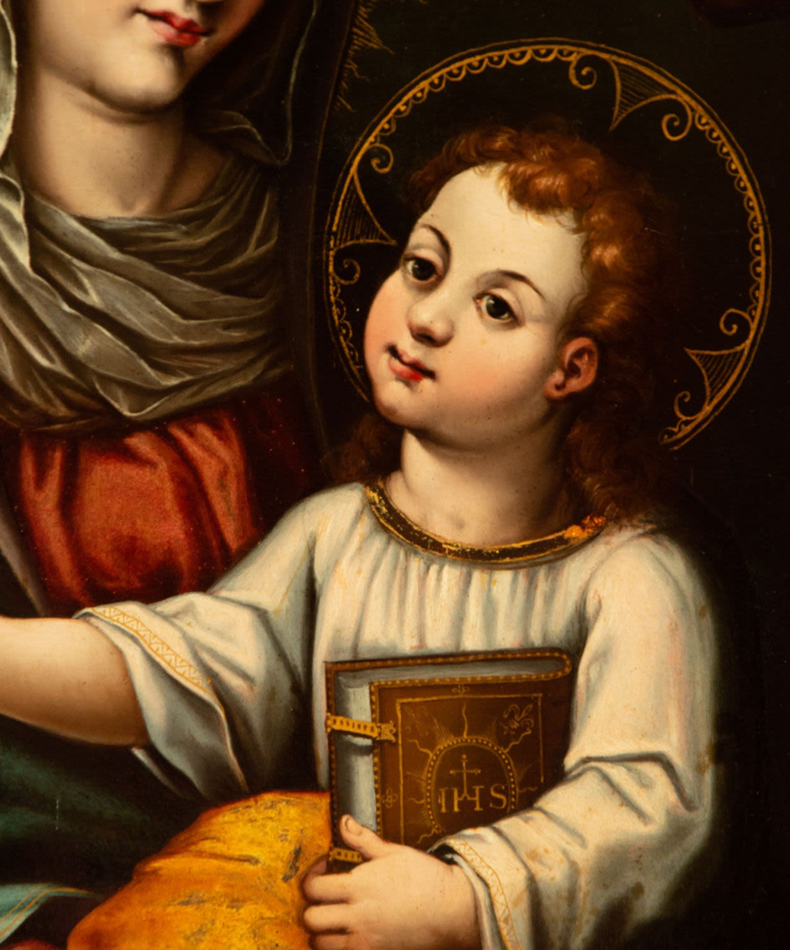 Very Large Popolo Virgin with Child Jesus in Arms, Novohispanic colonial school of the 18th century, - Bild 4 aus 5