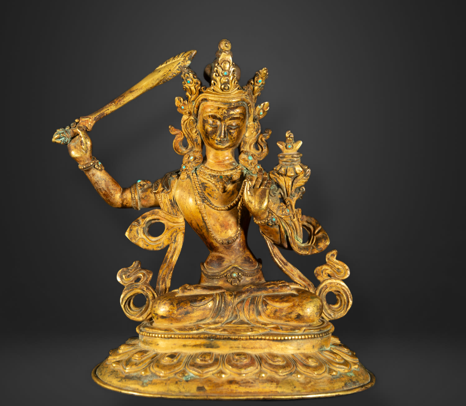 Exquisite Goddess Tara in gilt repoussé copper, Chinese school, Tibet, 19th century