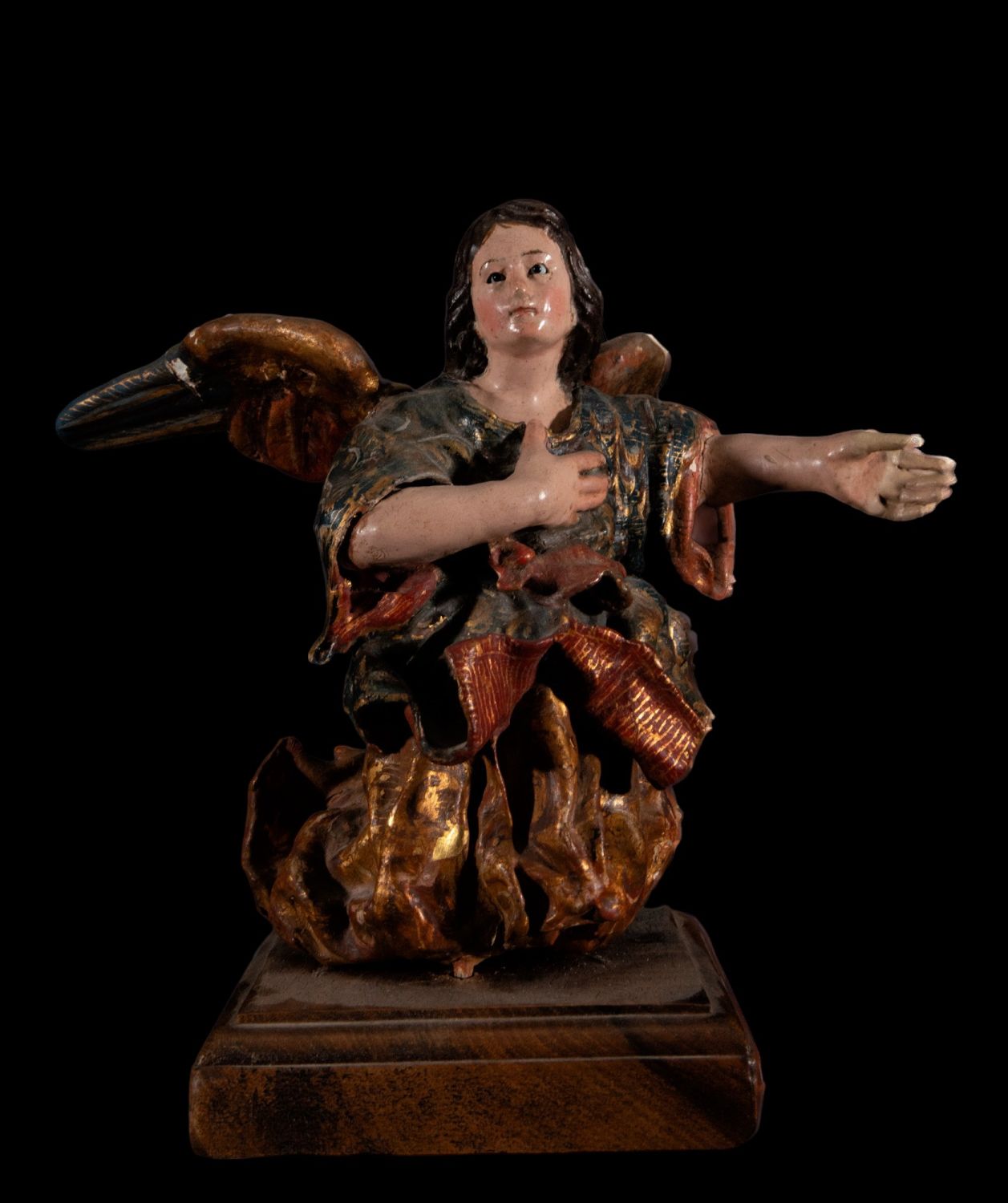 Pair of Quito colonial Angels of the Annunciation from the 17th century, colonial work from Quito, R - Image 8 of 11