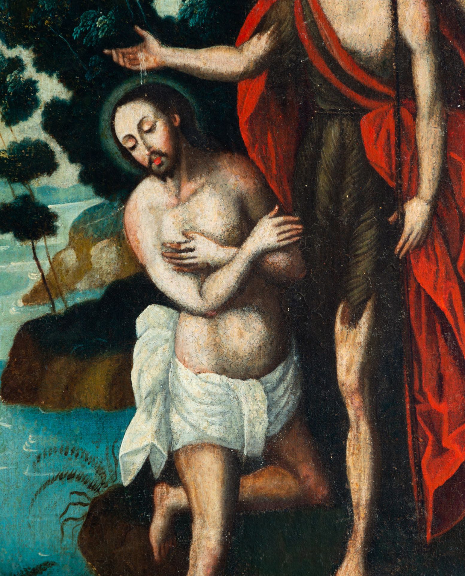 The Baptism of Christ, Andean colonial school, Cuzco, 17th century - Image 3 of 6